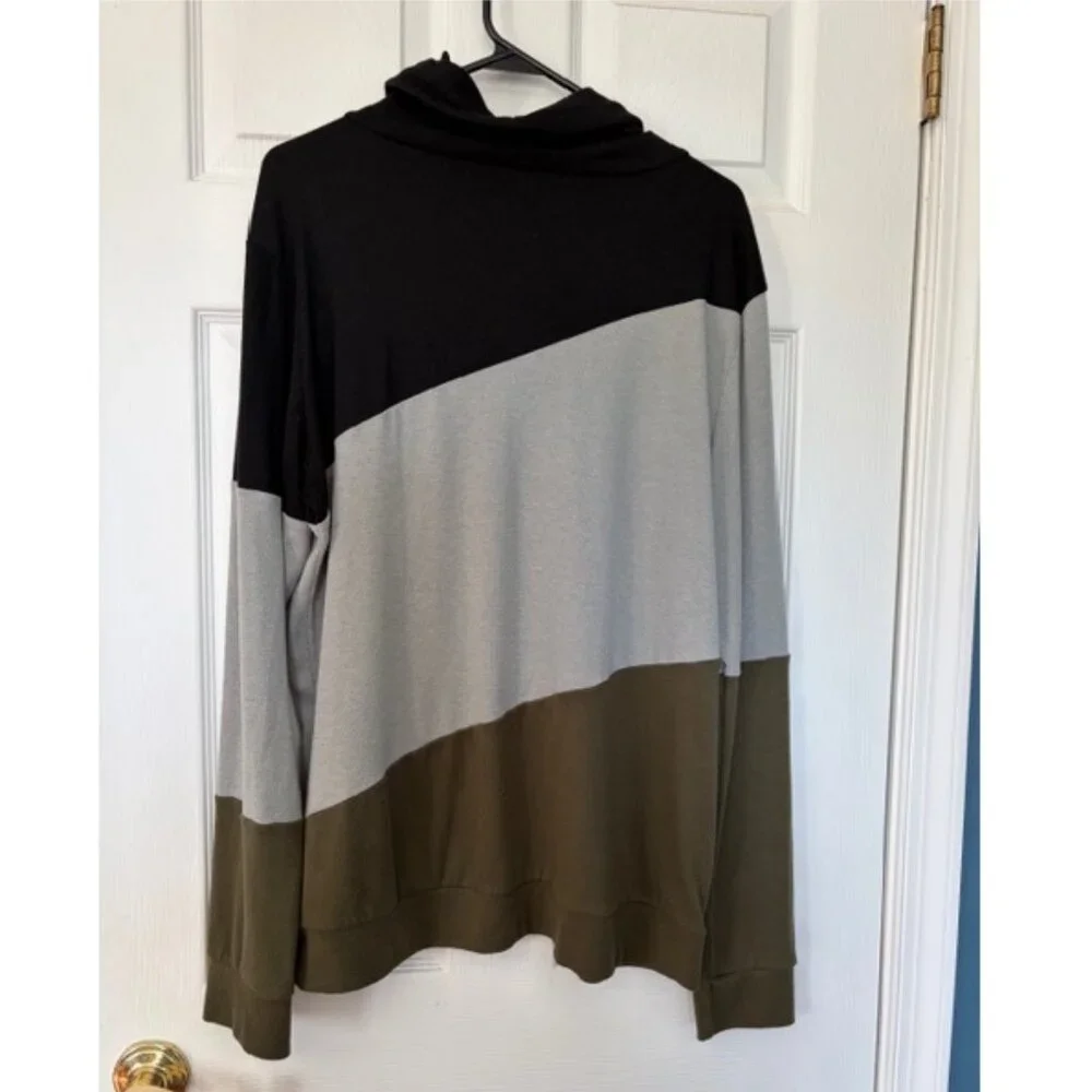 2/$10! Striped Cowl Neck Top, Size XL - Picture 2 of 5